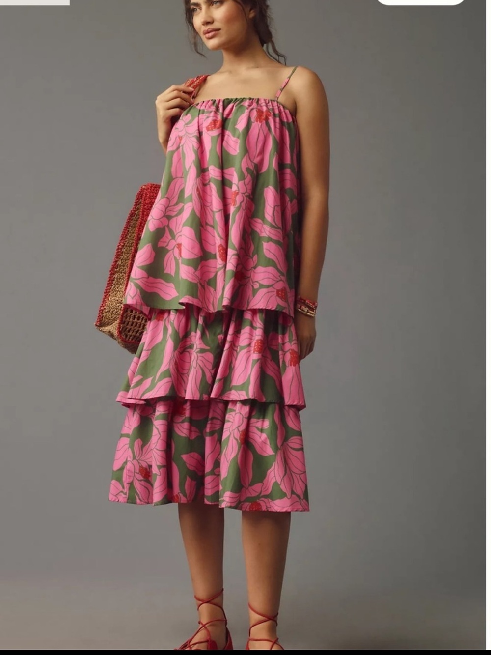 Corey Lynn Calter Tiered Floral Midi Dress